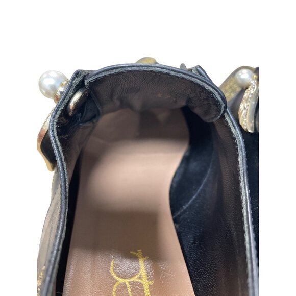 Coliac Italy made womans Black Leather Wing Pearl Loafers Sz 7 SKU 9542 - Picture 10 of 15